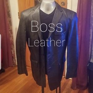 *RARE* HUGO BOSS Calfskin "Croc design" Leather Coat!